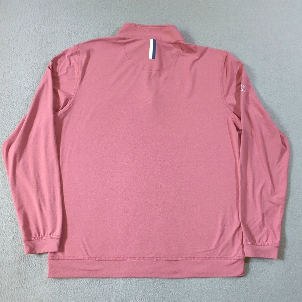 Rhoback Barstool Golf Pullover Mens Large Coral Quarter Zip Performance Stretch